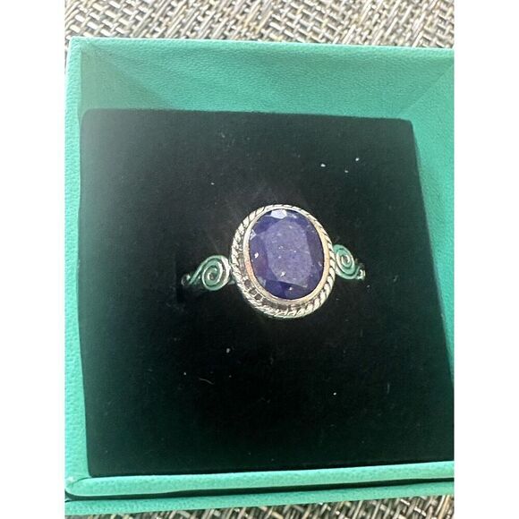 925 Sterling Silver & Lapis Lazuli Vintage Style Ring Sz 10 - Picture 2 of 5